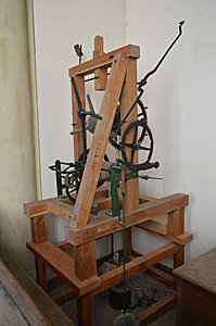 The 17th century clock now at the east end of the south aisle October 2015